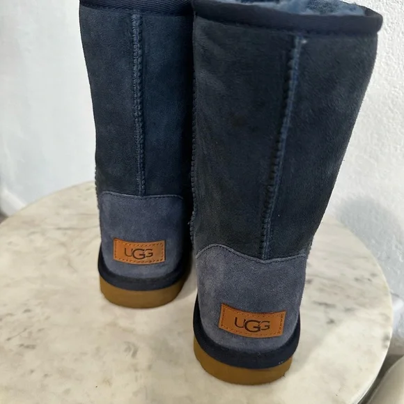 UGG CLASSIC SHORT II NAVY SHEARLING WATER RESISTANT BOOTS SIZE 8 - Picture 10 of 14